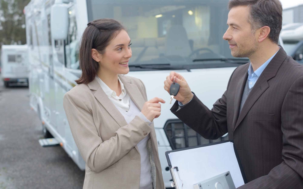 rv financing one person giving a rv key to another